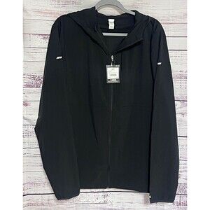 DSG Men Pure Black Full Zip Run Jacket NWT Large L Moisture Wicking Reflective
